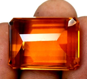100 Ct Sparkling Yellow Citrine Color Artificial Top Quality Emerald Shape - Picture 1 of 4