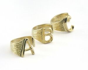 First Letter Ring Initial Name Raw Brass Adjustable 4US - 9US Statement Ring