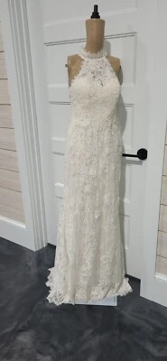 Melissa Sweet high neck lace ivory wedding dress Size 4  Style A125050161 - Image 1 of 4