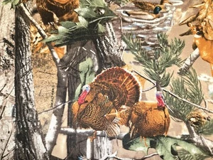 LINED WINDOW VALANCE CURTAIN 42 X 15 REAL TREE ANIMALS IN FOREST TURKEY BEAR - Picture 1 of 4