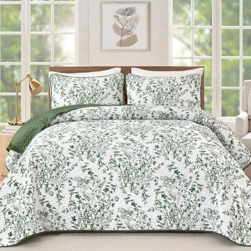 WONGS BDEEING Juego de Cama Edredón Edredón Tamaño Queen con 2 Queen (96"W×90"H) Verde Foto 1 de 4
