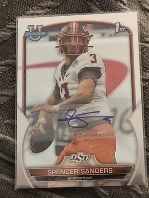 Spencer Sanders 2022 Bowman University Chrome U Auto #81 Oklahoma State Cowboys - Image 1 of 2