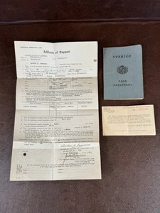 Alter antiker schwedischer Reisepass 1936 und Einwanderungsdokumente - Bild 1 von 11