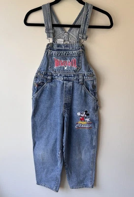 VTG Mickey And Co 90s Kids 7 Bib Overalls Embroidered Disney Denim Y2K Classic - Image 1 of 4