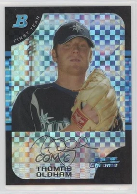 2005 Bowman Chrome First Year X-Fractor /225 Thomas Oldham #210 Rookie RC - Image 1 of 2