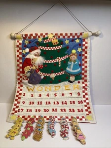 Mary Engelbreit "Wonder” Wall Hanging Advent Christmas Calendar Embroidered - Picture 1 of 7