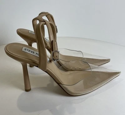 Steve Madden Santal Pointed Toe Pump 7.5M Clear/Beige - Image 1 of 4