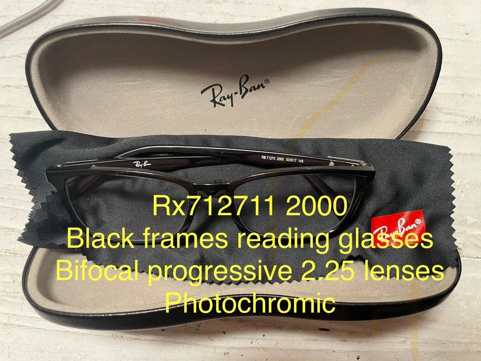 Gafas de lectura Ray Ban RX7128II 2000 marcos negros/lentes bifocales/progresivas Foto 1 de 3