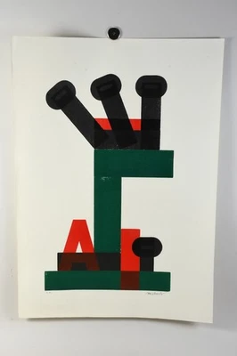 P41V24- Josua Reichert (1937-2020) Druckgraphik Typographie E.A. signiert - Bild 1 von 4