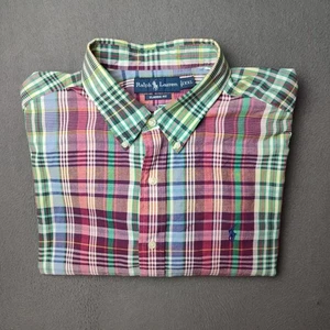 Ralph Lauren Shirt Mens 2XL Multi Color Plaid Classic Fit Short Sleeve Button Up - Picture 1 of 9