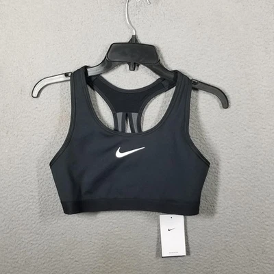 Nike Swoosh Sports Bra Womens Medium Black Dri-FIT Training DX6815-010 New Tags - Image 1 of 4