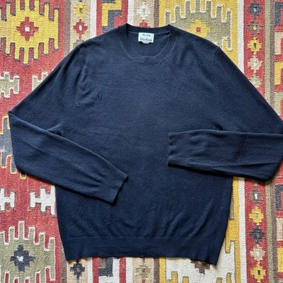 Acne Studios Crewneck Wool Jumper Sweater Sz M - Black - Distressed - Image 1 of 4