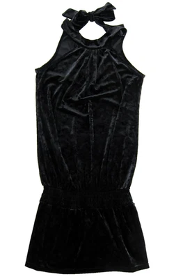 Vestido túnica Bebe Made In France negro de terciopelo elástico sin mangas cuello alto pequeño Foto 1 de 4