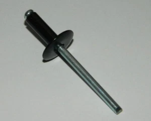 50 Stück Großkopf Blindnieten 4,8x12 K14 ALU/Stahl Schwarz lackiert - Bild 1 von 1