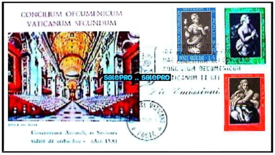 ITALY 1962 VATICAN POPE VINTAGE VATICANUM SECUNDUM RARE STAMP SET COVER FDC - Image 1 of 2