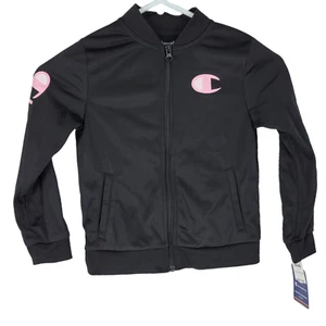 Champion Youth Girls Size 5 Zip Up Black Athletic Jacket Polyester - Picture 1 of 4