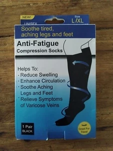 NWT Miracle Socks, Compression Socks L/XL Reduce Swelling 1 Pair Black Unisex - Picture 1 of 2
