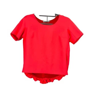 Jill Sander Blouse Women’s 32 Neon Pink Orange Bubble Hem Short Sleeve Top - Picture 1 of 8