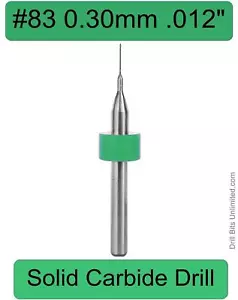 Broca de carburo sólido .3 mm .012" #83 UNA pieza vástago 1/8" R/S - Imagen 1 de 4