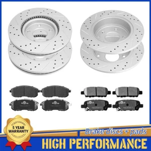 Kit de rotores de freno delanteros traseros perforados y pastillas de cerámica para Nissan Altima 2007-2013 - Imagen 1 de 14