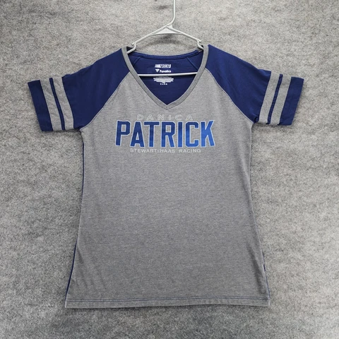 Danica Patrick Shirt Womens Large Gray Short Sleeve V Neck NASCAR Fanatics Cover