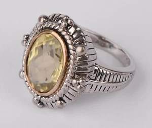 QCD Sterling Silver and 14K Gold Citrine Ring Size 7 - Picture 1 of 13