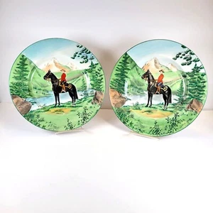 Vtg Royal Staffordshire Plates Set of 2 Canadian Mountie Clarice Cliff 10.5" - Picture 1 of 7