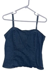 Vintage Y2K Tommy Hilfiger Womens Denim Tank Corset Preppy Vintage - Picture 1 of 7