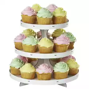 NEW 3-Tier Cupcake Stand Round White Cake Dessert Pastry Display Tower Holder - Picture 1 of 4