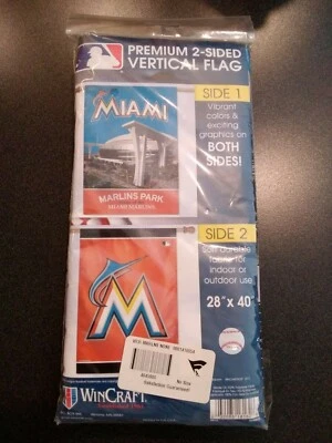 Miami Marlins Baseball OLD LOGO Flag 28" x 40" Double Sided Banner NEW NRFP - Image 1 of 4