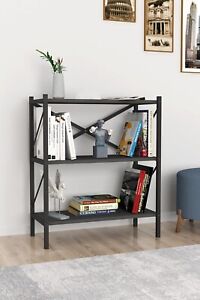 Decorative Bookshelf with 3 Shelves, -Tier Open Shelf Bookcase