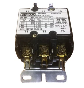 FASCO C3M30B DEFINITE PURPOSE CONTACTOR 3P 30 FLA 40A RES 120VAC--NEW--SES - Picture 1 of 2