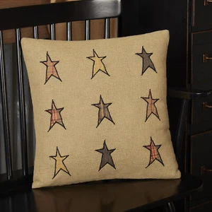 Primitive 16"x16" Star Pillow Tan Appliqued Stratton Bedroom Decor VHC Brands - Picture 1 of 6