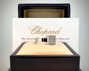 Chopard 18K White Gold “Happy Diamonds” Floating Diamond Square Icon Ring - Picture 1 of 12