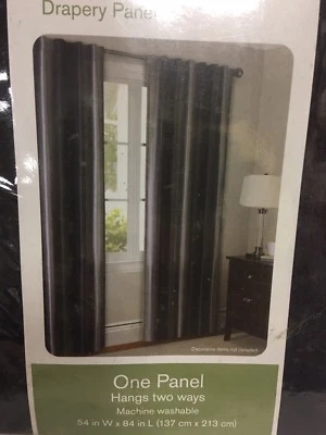 Canopy Faux Silk Lined Drapery Panel Black 54” X 84” - Image 1 of 3