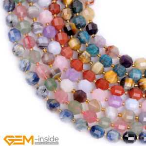 8mm Nature Gemstones Bicone Faceted Spacer Loose Jewelry Making Beads 15" AU