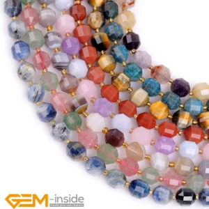 6/8/10/12mm Nature Stone Bicone Faceted Spacer Loose Beads Jewelry Making 15" - Picture 1 of 347