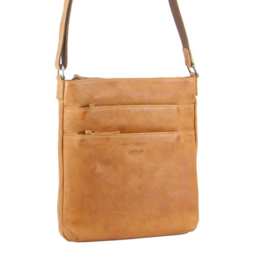 Milleni Women's Italian Leather Bag Soft Nappa Leather Cross-Body Travel - Caram