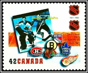 CANADÁ 1992 CANADIENSE ORIGINAL SEIS EQUIPOS DE HOCKEY COMO NUEVO CARA FV 42 CENTAVOS SELLO MNH - Imagen 1 de 2