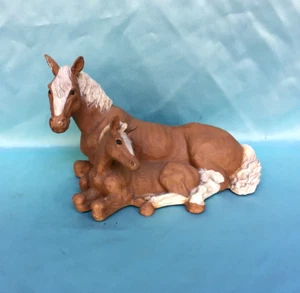 Vintage Realistic Mother Horse with Baby Horse 12" Sculpture Animal Figurine - Picture 1 of 5