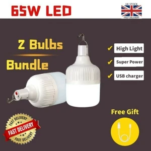 2 pcs 65W LED Work Light Hanging Rechargeable for Garden BBQ Camping Emergency - Picture 1 of 9