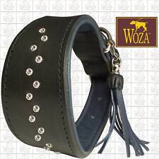WOZA Premium Windhund Halsband Vollleder Swarovski Greyhound Rindnappa GS1901X