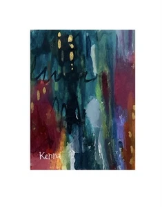 Arte pintado abstracto original Aceo por Kenna 2,5” X 3,5” firmado - Imagen 1 de 3