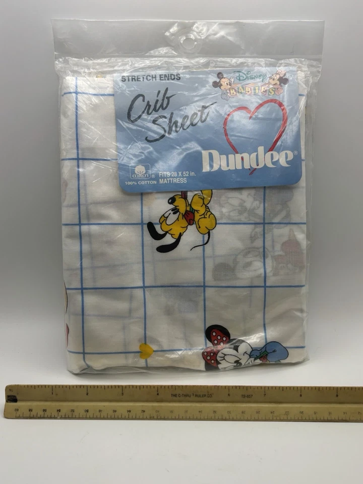 Sábana bajera ajustada vintage Dundee Disney Baby Mickey Minnie & Pluto NUEVA SELLADA Foto 1 de 4
