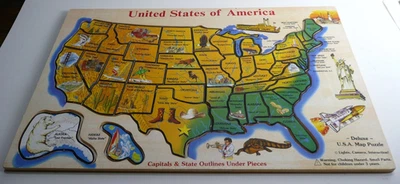 Деревянная карта-пазл Melissa & Doug США образовательные факты штаты с заглавными названиями - Изображение 1 из 4