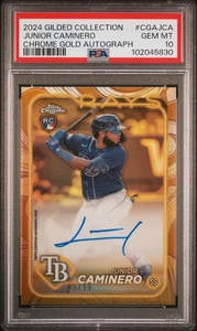 2024 Topps Gilded Chrome Gold Autographs Junior Caminero Rookie 85/99 PSA 10 - Picture 1 of 2