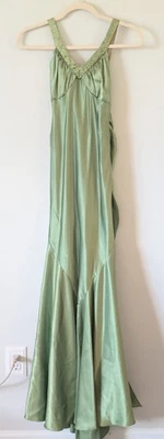 Vestido de satén verde vintage Cache graduación regreso a casa talla 2 Foto 1 de 4