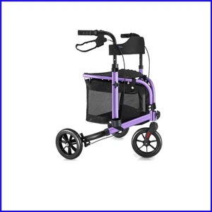 Lightweight Foldable 3-Wheel Walker for Seniors with Padded Backrest & Storage - Picture 1 of 11