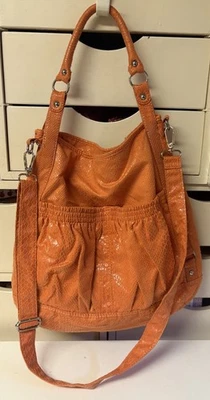 Сумочка Kenneth Cole Reaction оранжевая ткань с анималистическим принтом двойная ручка хорошее состояние - Изображение 1 из 4