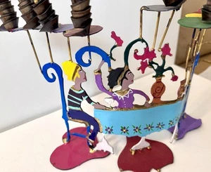 PIPER STRONG GIRL's NIGHT OUT HAND PAINTED ENAMEL ON METAL MENORAH 9.5" Tall - Picture 1 of 14
